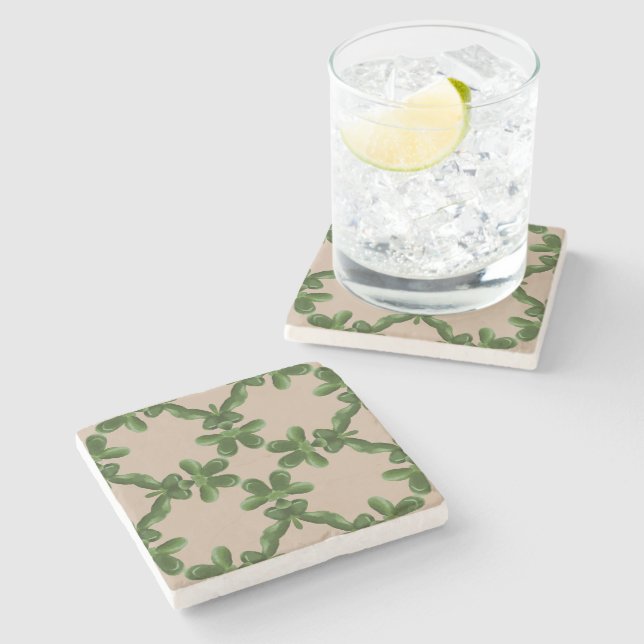 Dessous-de-verre En Pierre Treillis de Jade Beige (Côté)