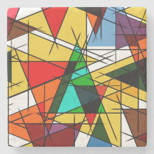 Dessous-de-verre En Pierre Triangle Coloré Géométrique Moderne
