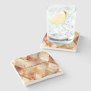 Dessous-de-verre En Pierre Triangles Crème Bourgogne Rouge Or