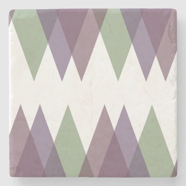 Dessous-de-verre En Pierre Triangles mauve et vert (Devant)