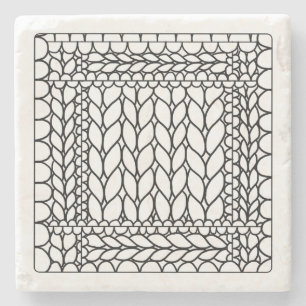 Dessous-de-verre En Pierre Tricot PURL BLANC Dessus de verre en marbre en pie