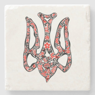 Dessous-de-verre En Pierre Trident de l'emblème national ukrainien tryzub sty