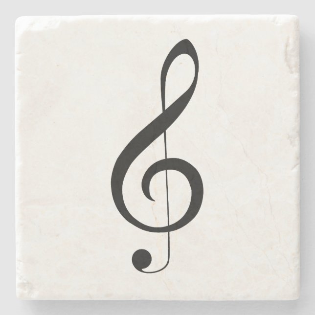 Dessous-de-verre En Pierre Triple Clef Musical Note, (Devant)