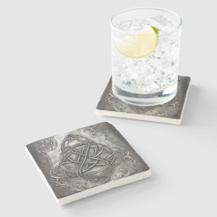 Dessous-de-verre En Pierre Triquetra Trinity Knot Silvery Pewter Faux Metal