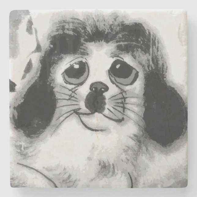 DESSOUS-DE-VERRE EN PIERRE TRISTE CHIEN (Devant)