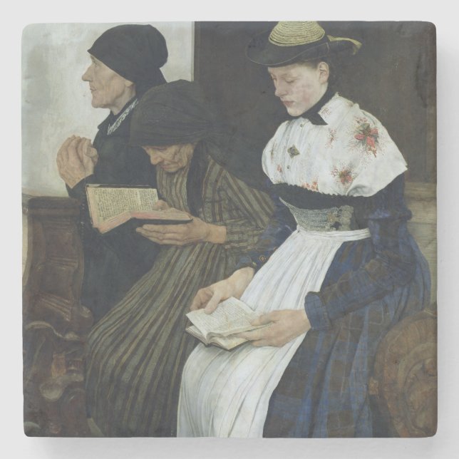 Dessous-de-verre En Pierre Trois femmes dans l'église, 1882 (Devant)