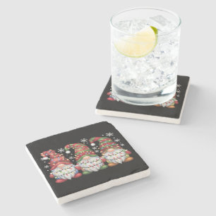 Dessous-de-verre En Pierre Trois Gnomes Buffalo à Carreaux Rouges de Noël