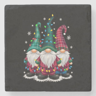 Dessous-de-verre En Pierre Trois Gnomes Lumières de Noël Xmas Fêtes