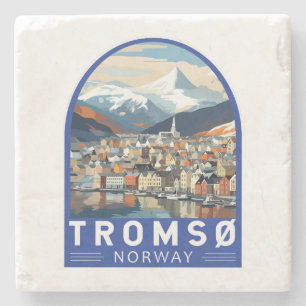 Dessous-de-verre En Pierre Tromso Norvège Travel Art Vintage