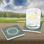 Dessous-de-verre En Pierre Trou de golf en un vert émeraude personnalisé<br><div class="desc">Personnalisez le nom,  le numéro du trou de localisation et la date pour créer un grand gardien de golf pour célébrer ce trou fantastique en un. Conçu par Thisisnotme©</div>