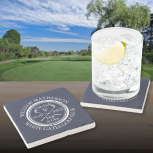 Dessous-de-verre En Pierre Trou en un de golf bleu marine personnalisé