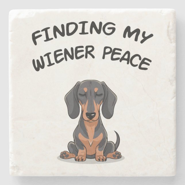 Dessous-de-verre En Pierre Trouver mon cadeau Wiener Peace Funny Dachshund (Devant)
