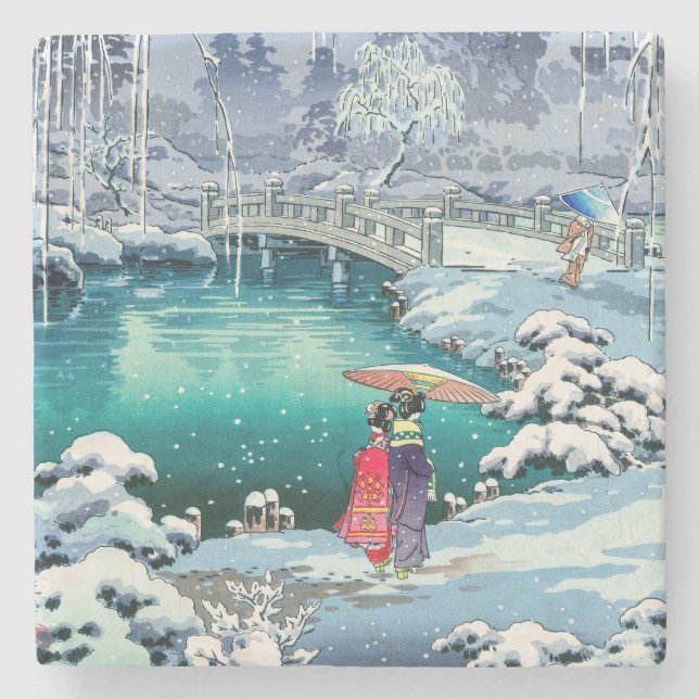 Dessous-de-verre En Pierre Tsuchiya Koitsu - Neige de printemps à Maruyama (Devant)