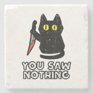 Dessous-de-verre En Pierre Tu N'As Rien Vu De Chat Noir Drôle Halloween