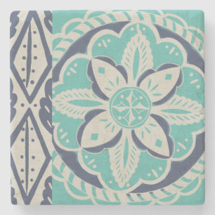 Dessous-de-verre En Pierre Tuile bleue Batik IV