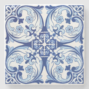 Dessous-de-verre En Pierre Tuile bleue portugaise