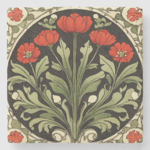 Dessous-de-verre En Pierre Tulipe rouge Art Nouveau