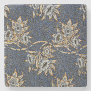 Dessous-de-verre En Pierre Tulipe Saules Motif Bleu Floral de William Morris