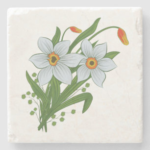 Dessous-de-verre En Pierre Tulipes et fleurs de jonquilles