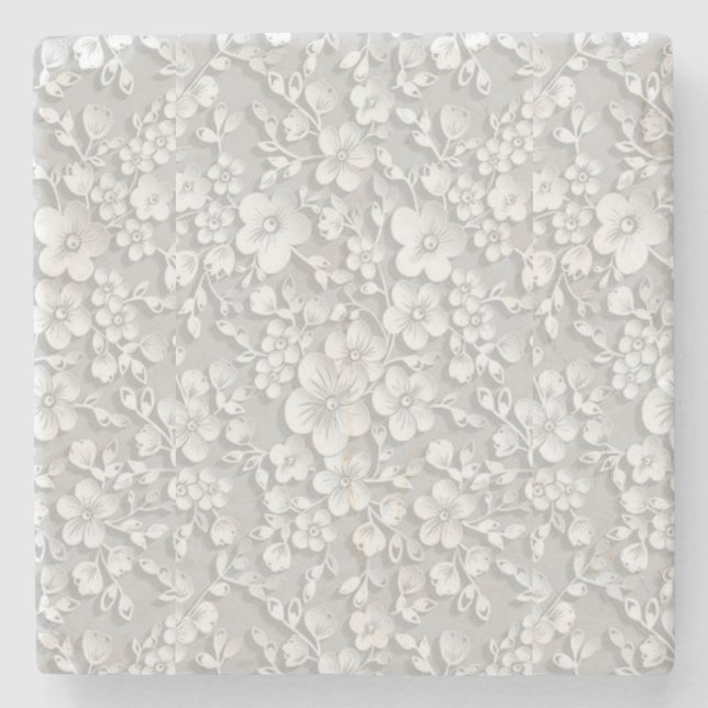 Dessous-de-verre En Pierre Tulle floral blanc Look (Devant)