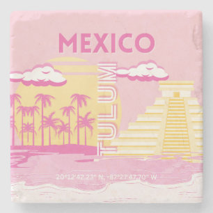 Dessous-de-verre En Pierre Tulum, Art Voyage, Art Preppy, Rose