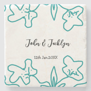 Dessous-de-verre En Pierre Turquoise bleu couple mariage nom date flstylish 