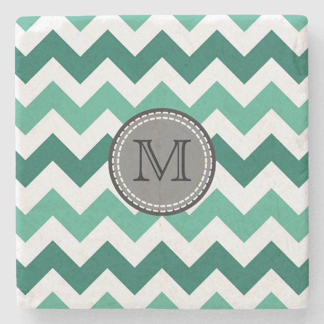 Dessous-de-verre En Pierre Turquoise et Mint Chevron Zigzag Monogram (Devant)
