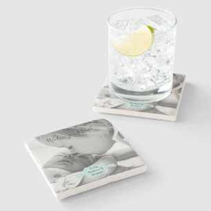 Dessous-de-verre En Pierre Turquoise minimaliste Photo Fête des Mères Dessous