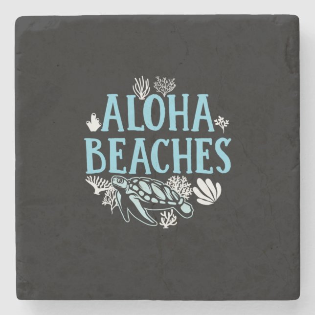 Dessous-de-verre En Pierre Turtle Lover | Plages Aloha (Devant)