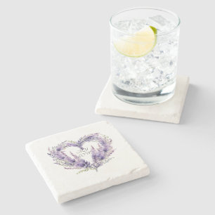 Dessous-de-verre En Pierre Un coeur de lavande. Floral violet Motif
