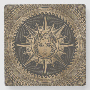 Dessous-de-verre En Pierre Un dieu soleil d'or d'Apollo sur l'ornement