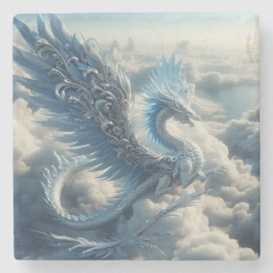 Dessous-de-verre En Pierre Un dragon époustouflant entouré de nuages