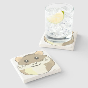 Dessous-de-verre En Pierre Un mignon animal de dessin animé avec une écharpe
