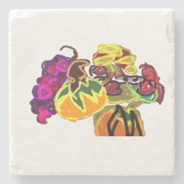 Dessous-de-verre En Pierre Un petit homme chante l'automne (Devant)