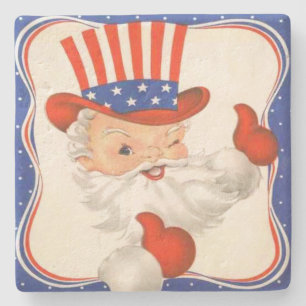 Dessous-de-verre En Pierre Uncle Sam Claus Patriotic Christmas
