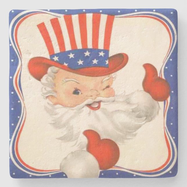 Dessous-de-verre En Pierre Uncle Sam Claus Patriotic Christmas (Devant)