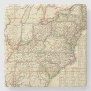 Dessous-de-verre En Pierre Une carte des routes, des canaux et du bateau de