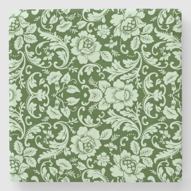 Dessous-de-verre En Pierre Une damassé florale antique (Devant)