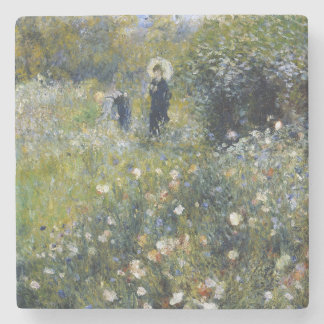 Dessous-de-verre En Pierre Une femme avec un parasol dans un jardin par Augus