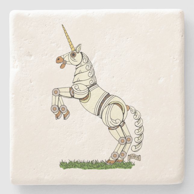 Dessous-de-verre En Pierre Unicorne mécanique (Devant)