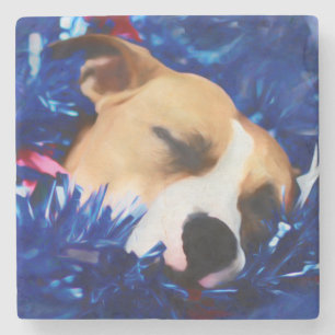 Dessous-de-verre En Pierre USA Patriotique Chien American Pit Bull Terrier