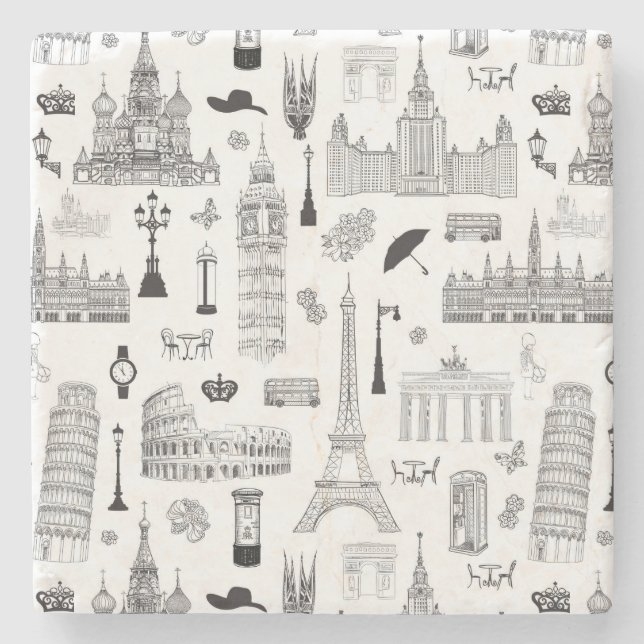 Dessous-de-verre En Pierre Vacances En Europe Motif (Devant)