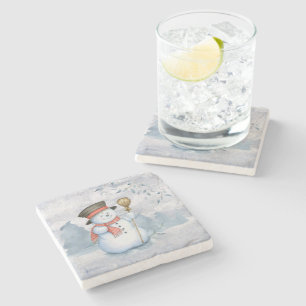 Dessous-de-verre En Pierre Vacances Noël Neige Aquarelle neige