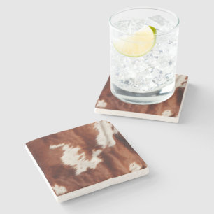 Dessous-de-verre En Pierre Vache blanche Brown