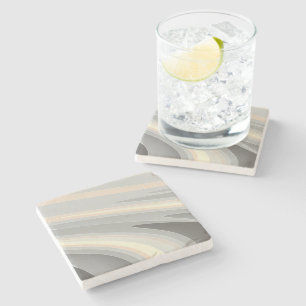 Dessous-de-verre En Pierre vagues rose gris jaune