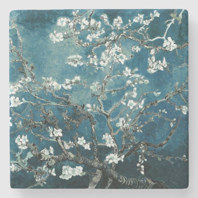 Dessous-de-verre En Pierre Van Gogh Almond Blossoms : Turquoise foncé (Devant)
