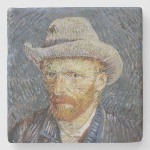 Dessous-de-verre En Pierre Van Gogh Autoportrait Gris Sens Casquette Peinture