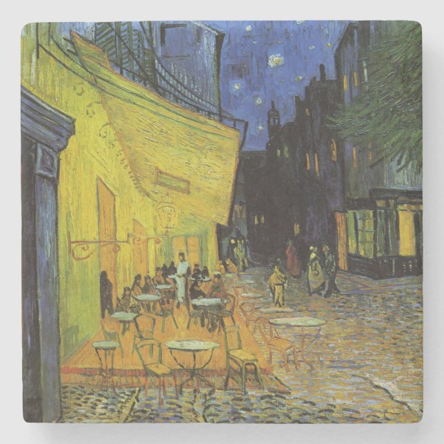 Dessous-de-verre En Pierre Van Gogh; Café Terrasse en soirée (Devant)