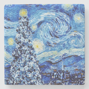 Dessous-de-verre En Pierre Van Gogh - La nuit étoilée - Noël blanc