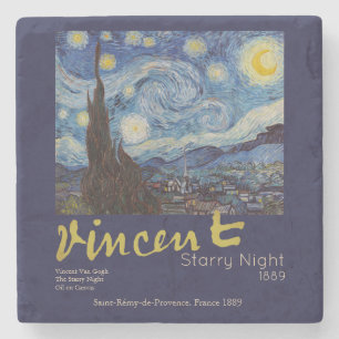 Dessous-de-verre En Pierre Van Gogh Nuit étoilée Vintage Bleu Chef-d'œuvre